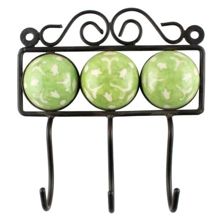 Sage Green Ceramic Floral Tiles Hooks 